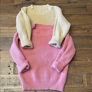 Kid’s Amazon Crewneck Ribbed Sweater - Pink and yellow